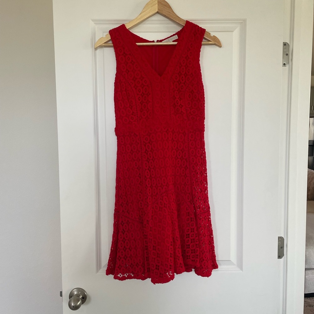 Anthropologie San and Soni Red Eyelet Dress